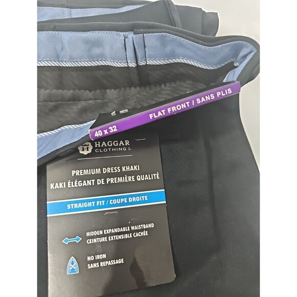 NEW W/ TAGS - HAGGAR Premium Dess Khaki Black - Straight Fit - Men's Size 40x32 - Picture 5 of 6